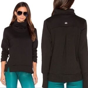 ALO Haze Yoga Women's Cowl Neck Black Sweater size Small